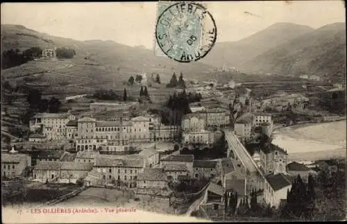 Ak Les Ollieres Ardèche, Vue générale