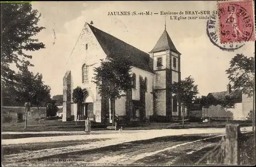 Ak Jaulnes et Bray sur Seine Seine et Marne, Kirche