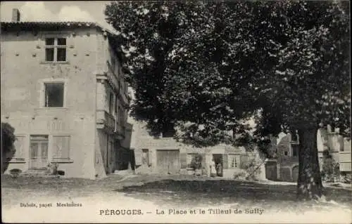 Ak Perouges Ain, La Place et le Tilleul de Sully