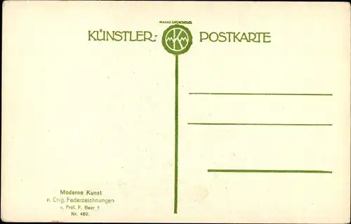 Künstler Ak Baer, F., Landschaft mit zwei Männern