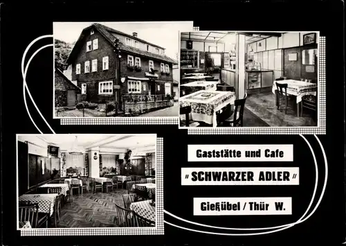 Ak Gießübel Schleusegrund Thüringen, Gaststätte und Cafe Schwarzer Adler