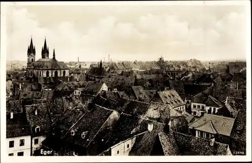 Ak Cheb Eger Region Karlsbad, Panorama, Kirche