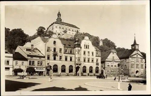 Ak Náchod Region Königgrätz, Schloss, Hotel, Stadttheater