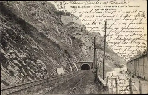 Ak Givet Ardennes, Tunnel sous le Fort de Charlemont a l'entree de la Gare