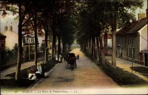Ak Moret sur Loing Seine et Marne, La Route de Fontainebleau