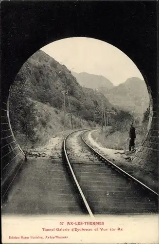 Ak Ax les Thermes Ariege, Blick aus dem Tunnel