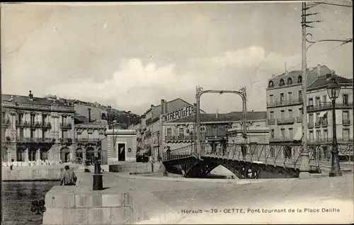 Ak Cette Hérault, Pont tournant de la Place Delille