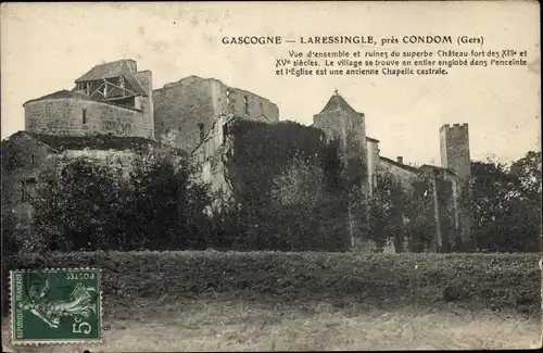 Ak Laressingle Gers, Ruines du Chateau fort