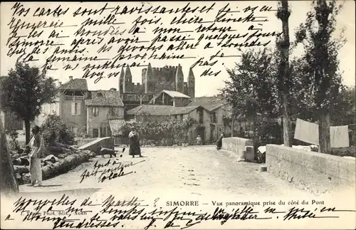 Ak Simorre Gers, Vue panoramique prise du cote du Pont