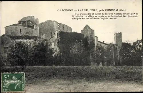 Ak Laressingle Gers, Ruines du Chateau fort