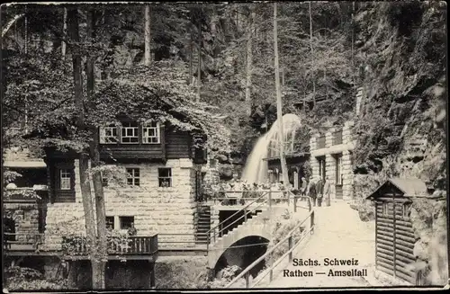 Ak Rathen an der Elbe Sächsische Schweiz, Amselfall