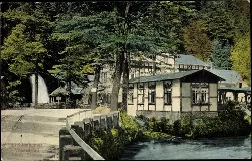 Ak Lichtenhain Sebnitz Sachsen, Partie beim Lichtenhainer Wasserfall, Gasthaus, Fachwerk