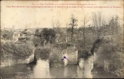 Ak Beaulieu sur Layon Maine et Loire, Le vieux Pont Barré