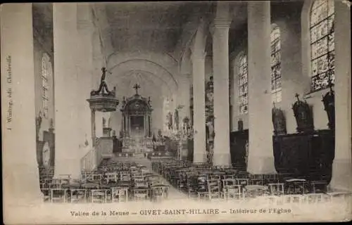Ak Givet Ardennes, Interieur de l'Eglise Saint Hilaire