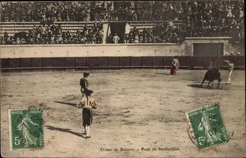 Ak Béziers Hérault, Stierkampf, Arena, Matadore