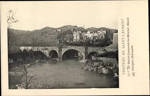 Ak Saint Laurent des Arbres Gard, Château et Pont