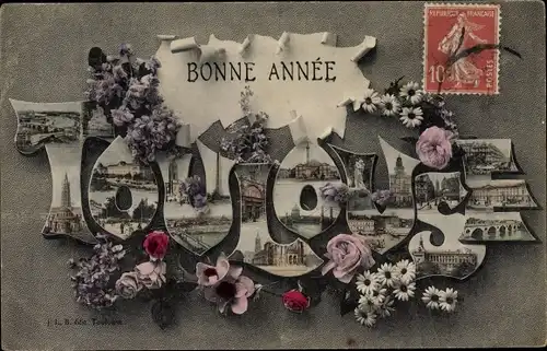 Buchstaben Ak Toulouse Haute Garonne, Glückwunsch Neujahr, Stadtansichten