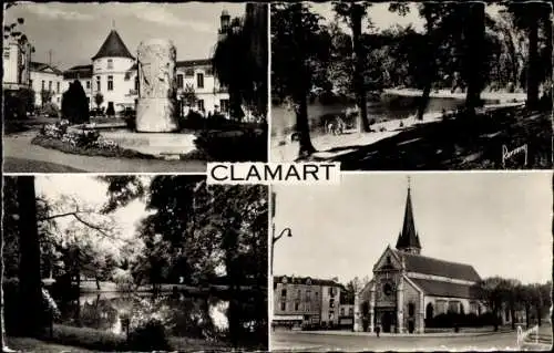 Ak Clamart Hauts de Seine, Rathaus, Kirche, Teich, Platz