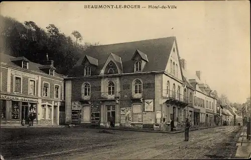 Ak Beaumont le Roger Eure, Hotel de Ville