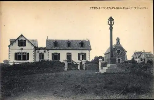 Ak Kermaria en Plougasnou Finistère, Ortspartie mit Kirche