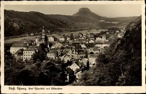 Ak Bad Schandau Sächsische Schweiz, Teilansicht mit Lilienstein