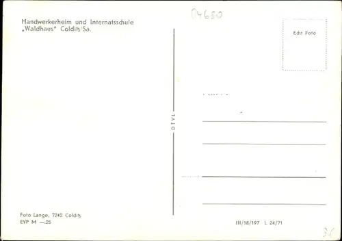 Ak Colditz in Sachsen, Waldhaus, Handwerkerheim und Internatsschule