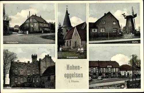 Ak Hoheneggelsen Söhlde in Niedersachsen, Hauptstraße, Wehrkirche, Windmühle, Burg