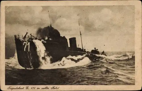 Ak Deutsches Kriegsschiff, Torpedoboot G 171 in voller Fahrt