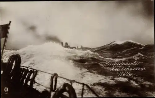 Ak Deutsche Kriegsschiffe, Torpedoboote bei schwerem Wetter