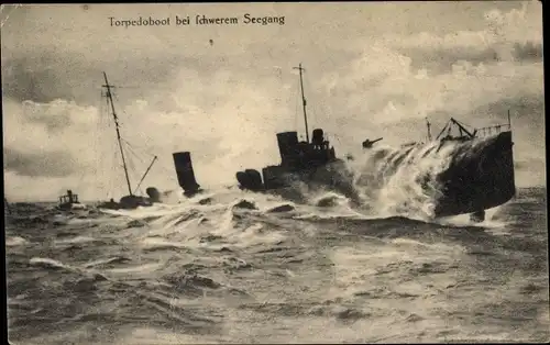 Ak Deutsches Kriegsschiff, Torpedoboot bei schwerem Seegang