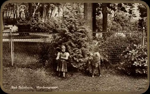 Ak Salzelmen Schönebeck an der Elbe, Märchengruppe, Rotkäppchen, Wolf