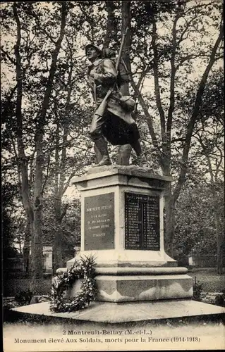 Ak Montreuil Bellay Maine et Loire, Monument élevé Aux Soldats