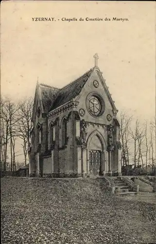 Ak Yzernay Maine et Loire, Chapelle du Cimetière des Martyrs