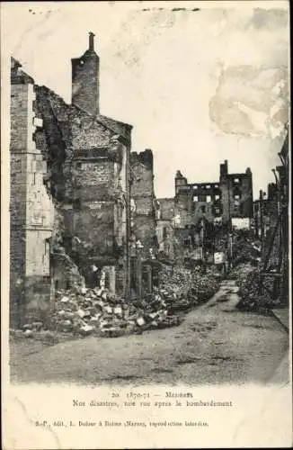 Ak Mézières Ardennes, Nos désastres, une rue après le bombardement