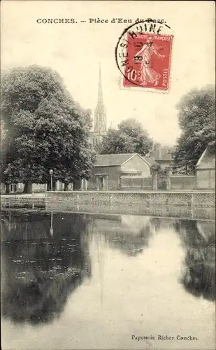 Ak Conches en Ouche Eure, Piece d'Eau du Parc