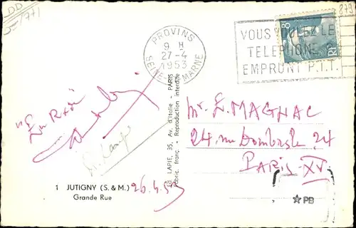 Ak Jutigny Seine et Marne, Grande Rue