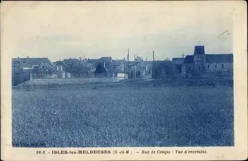 Ak Isles les Meldeuses Seine et Marne, Rue de Congis, Teilansicht