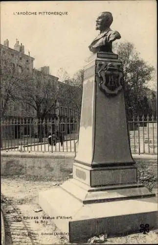Ak Privas Ardèche, Statue d'Albert le Roy