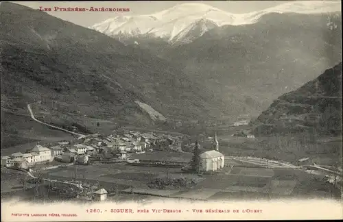 Ak Siguer Ariège, Gesamtansicht mit Kirche