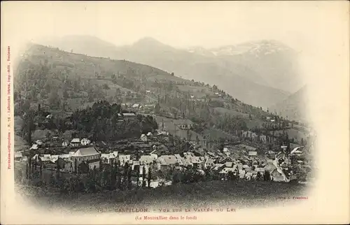 Ak Castillon Ariege, Vue sur la Vallée du Lez, Gesamtansicht