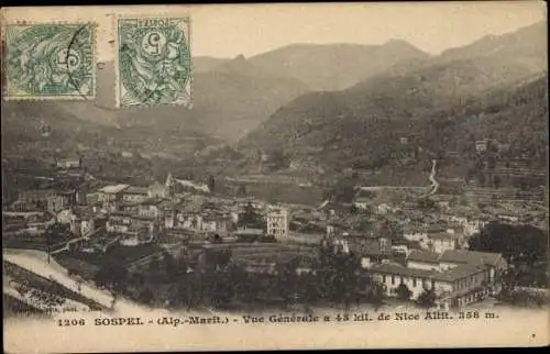 Ak Sospel Alpes Maritimes, Vue générale