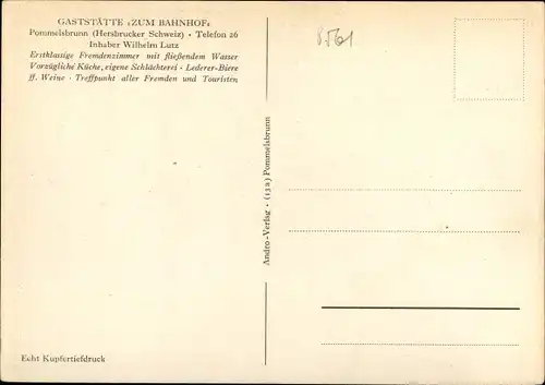 Ak Pommelsbrunn Mittelfranken, Gaststätte Zum Bahnhof