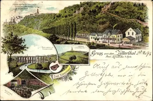 Litho Herdecke an der Ruhr, Pension Zillertal, Konzertsaal, Ruhrviadukt, Kaisberg