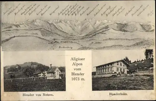 Ak Buchenberg im Ostallgäu, Blenderhaus, Allgäuer Alpen, Gebirgspanorama