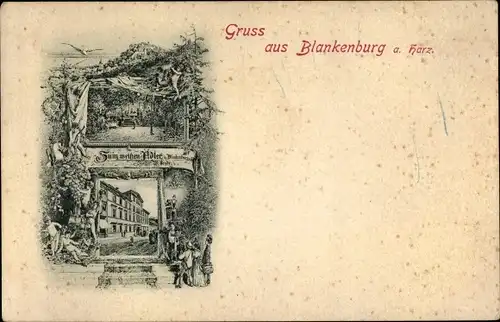 Litho Blankenburg am Harz, Gasthaus Zum weißen Adler