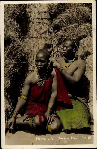 Ak Native Life, Dressing Hair, zwei Frauen, Afrikanerinnen