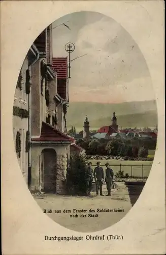 Ak Ohrdruf in Thüringen, Durchgangslager, Blick vom Soldatenheim zur Stadt