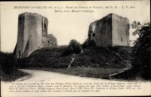 Ak Beaufort en Vallee Beaufort en Anjou Maine et Loire, Schlossruinen