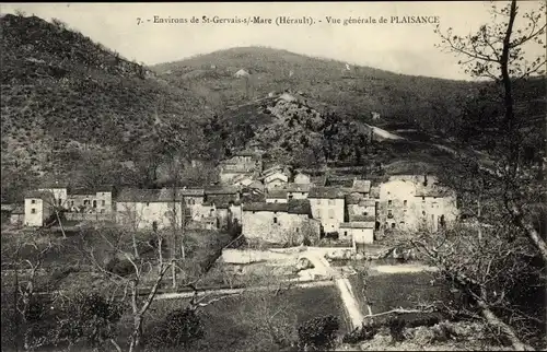 Ak Saint Gervais sur Mare Hérault, Vue générale de Plaisance