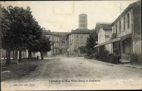 Ak Lombez Gers, Rue Notre Dame et Cathedrale